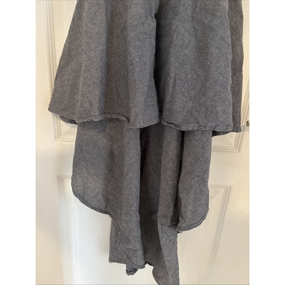 Venus Maxi Midi Dress Womens Blue Chambray High Low Button Front Tie Sz 8 - Picture 6 of 10